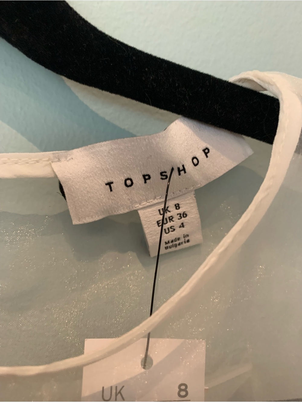 Topshop Sheer White Organza Crop Top with Piping - Picture 6 of 10